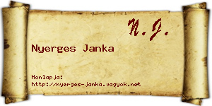Nyerges Janka névjegykártya